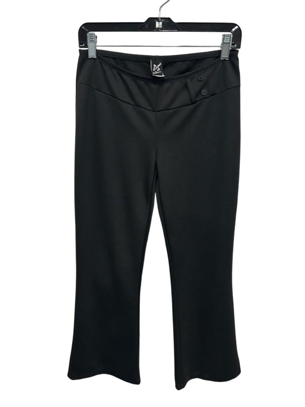 PerSeption Medium Black Mid-Rise Flared Pants Button Gorpcore Minimalist